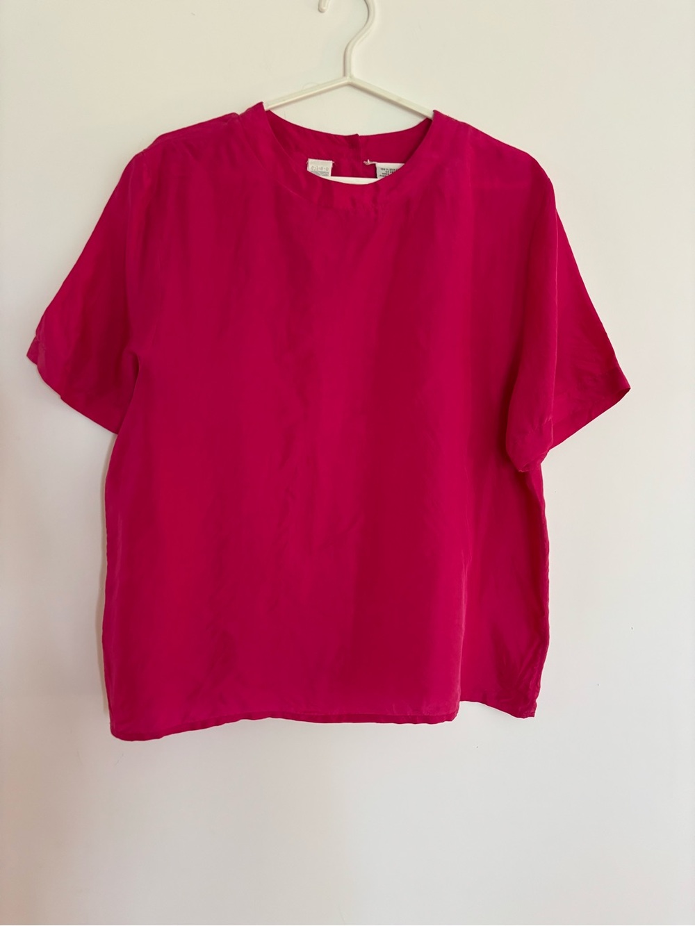 cleo Fuchsia Short Sleeve Blouse 100% silk